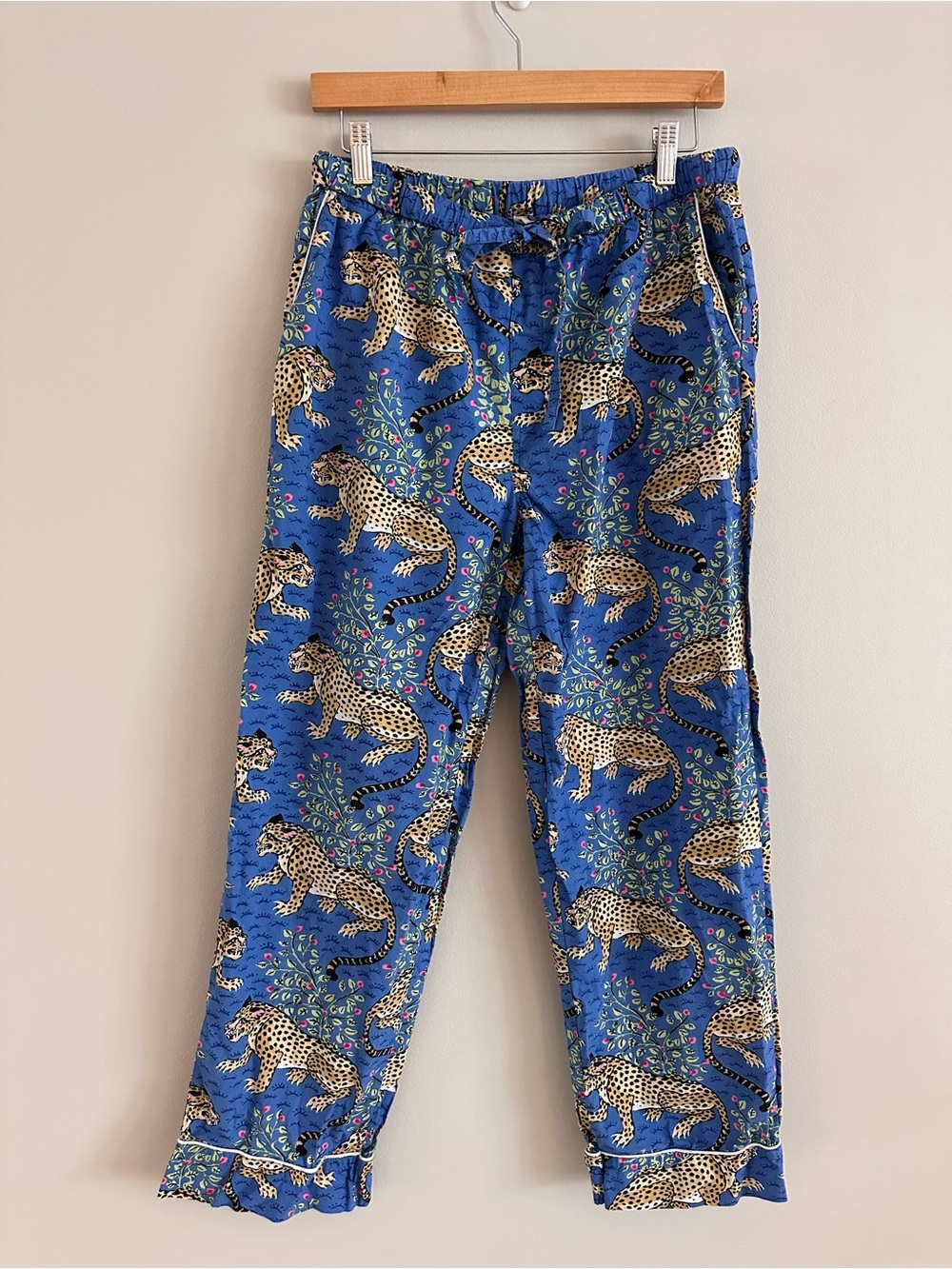 Printfresh Bagheera Blue Organic Cotton Pajama Pants Leopard Lounge Size Small